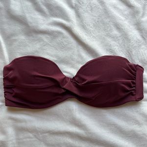 Strapless Maroon Bikini Top